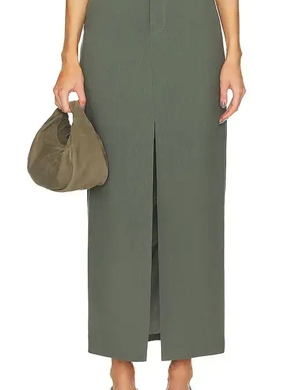 LBLC the label Olive Front-Slit Maxi Skirt